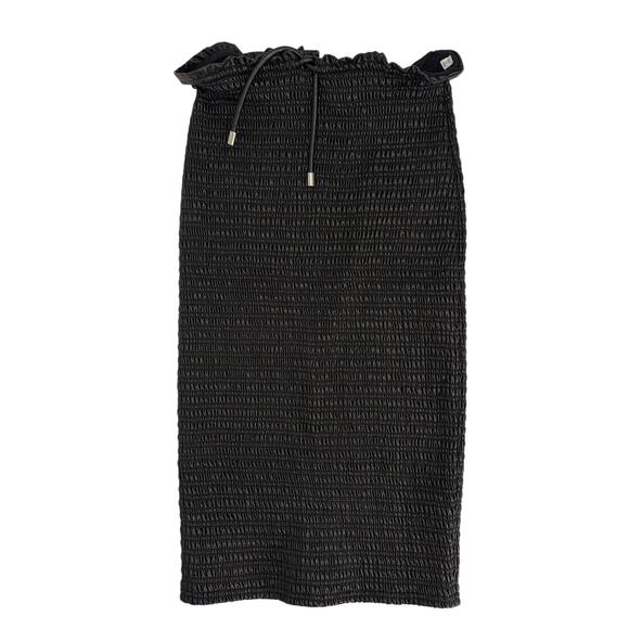 NEW NWT A.L.C. Black Drawstring Jaclyn Shirred Coated Midi Skirt Size 8 - Picture 4 of 16